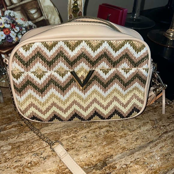 Handbags - Sold Mini beige Purse, exterior pocket, fabric and leather exterior fabric